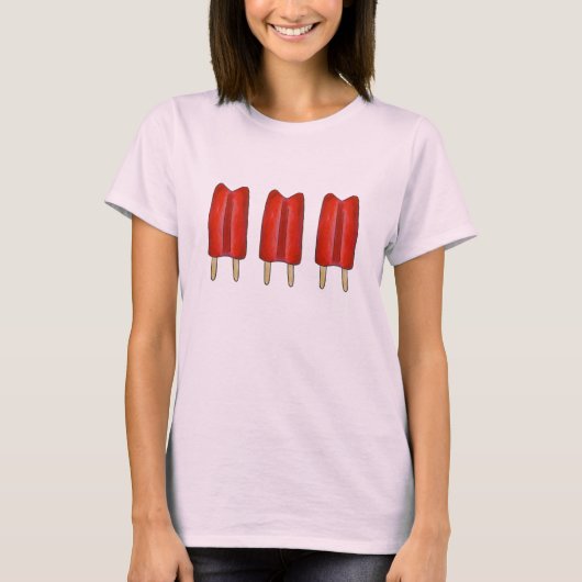 Cherry Red Twin Pop Popsicles Ice Lolly T-shirt (Voorkant)