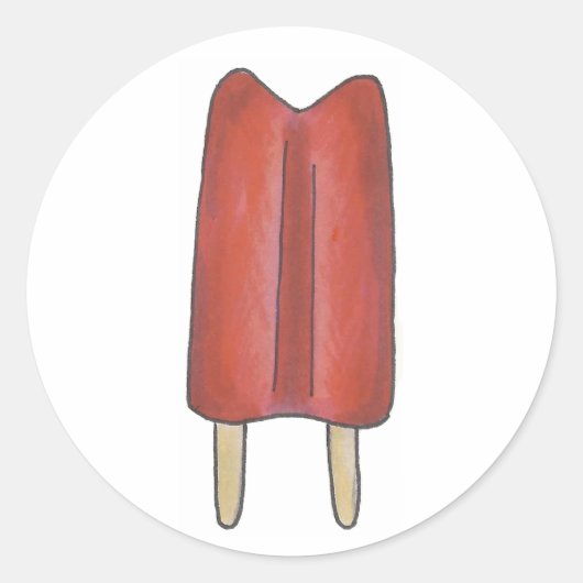 Cherry Red Twin Pop Popsicles Popsikel Ice Lolly Ronde Sticker (Voorkant)