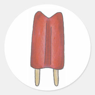 Cherry Red Twin Pop Popsicles Popsikel Ice Lolly Ronde Sticker