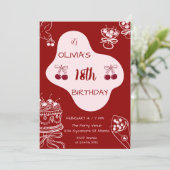 Cherry Red Valentine’s Day 18th Birthday Kaart (Staand voorkant)