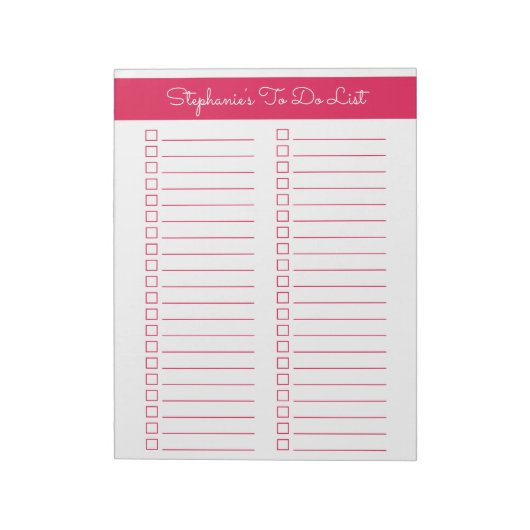 Cherry Red Vertical 8.5x11 Two Column Checklist Notitieblok (Linkerzijde)