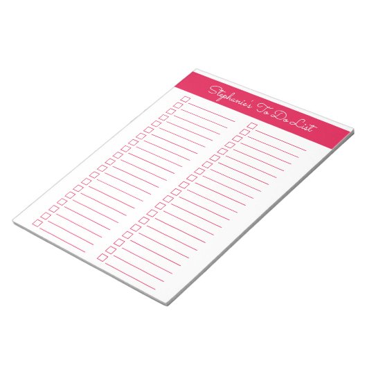 Cherry Red Vertical 8.5x11 Two Column Checklist Notitieblok (Schuin)