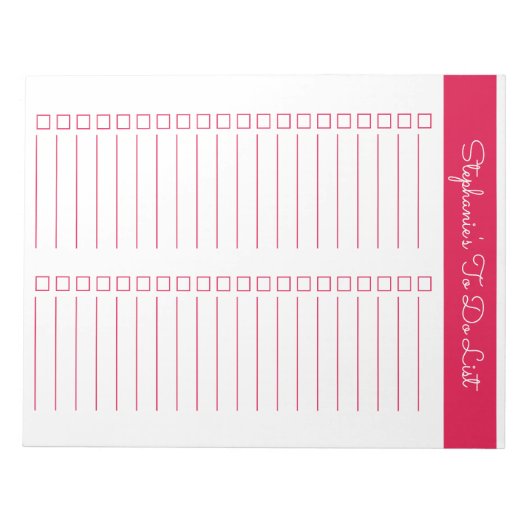 Cherry Red Vertical 8.5x11 Two Column Checklist Notitieblok (Voorkant)
