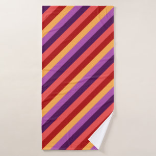 Cherry Red Violet Stripes Badhanddoek