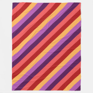 Cherry Red Violet Stripes Grote Fleece Deken