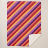 Cherry Red Violet Stripes Grote Sherpa Deken (Voorkant)