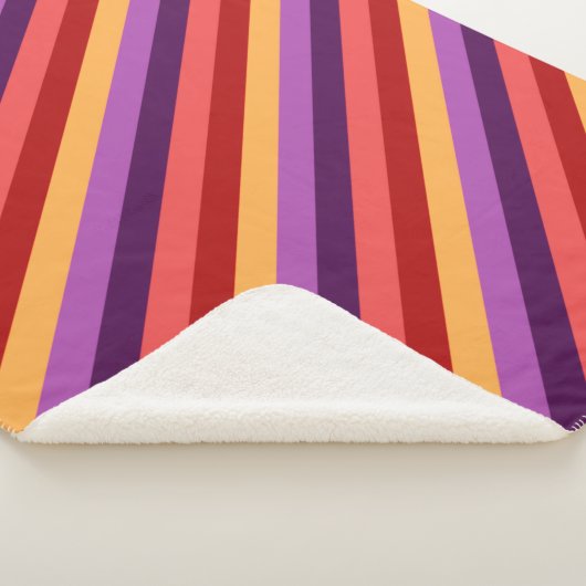 Cherry Red Violet Stripes Grote Sherpa Deken (3/4)