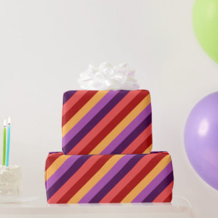 Cherry Red Violet Stripes inpakpapier