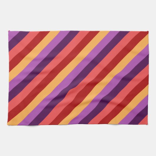 Cherry Red Violet Stripes Keukenhanddoek (Horizontaal)