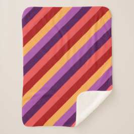 Cherry Red Violet Stripes Kleine Sherpa Deken