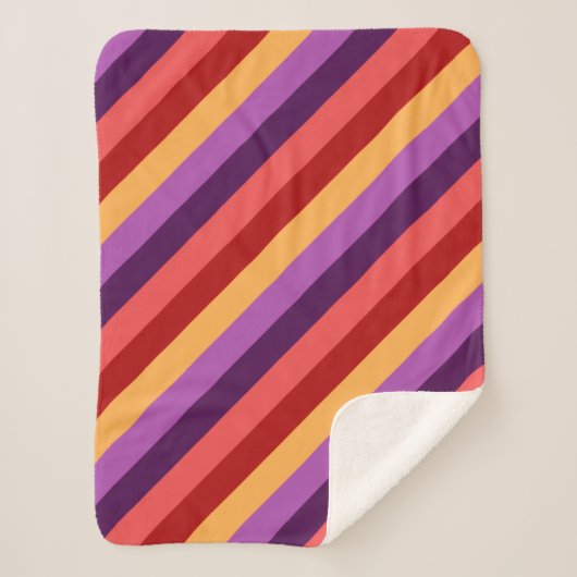 Cherry Red Violet Stripes Kleine Sherpa Deken (Voorkant)
