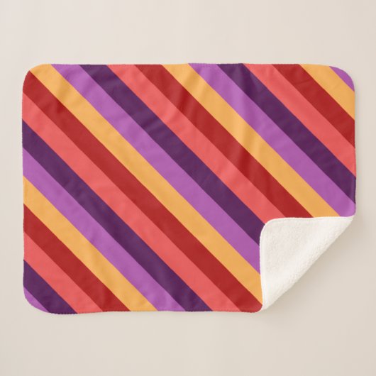 Cherry Red Violet Stripes Kleine Sherpa Deken (Voorkant (horizontaal))