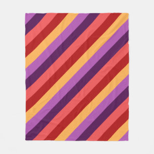 Cherry Red Violet Stripes Medium Fleece Deken