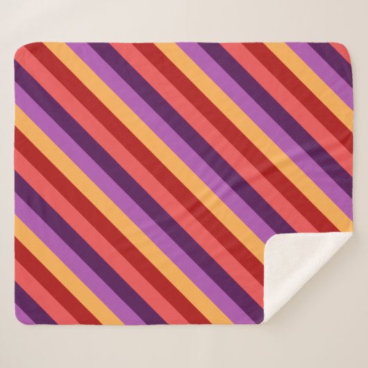 Cherry Red Violet Stripes Medium Sherpa Deken (Voorkant (horizontaal))