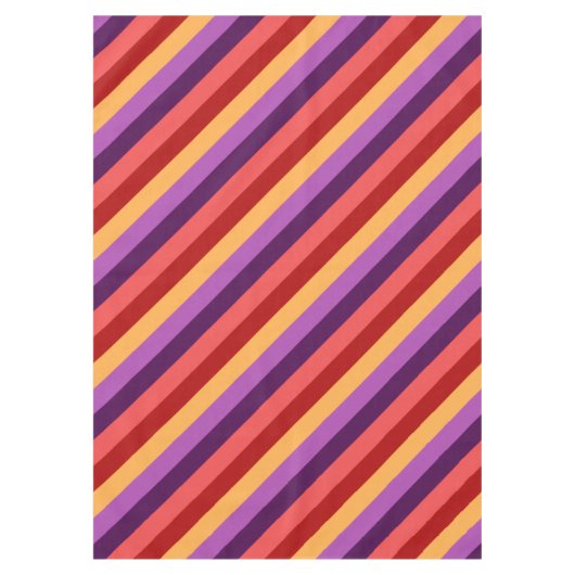 Cherry Red Violet Stripes Medium Tafelkleed (Voorkant)