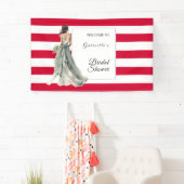 Cherry Red Waterverf Stripes Vrijgezellenfeest Spandoek (Insitu)