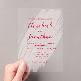 Cherry Red Wedding Acryl Uitnodigingen