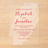 Cherry Red Wedding Acryl Uitnodigingen (Voorkant)