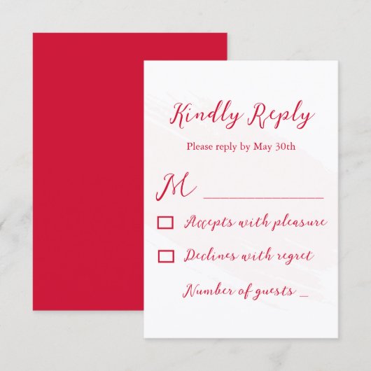 Cherry Red Wedding RSVP Kaartje (Voorkant / Achterkant)