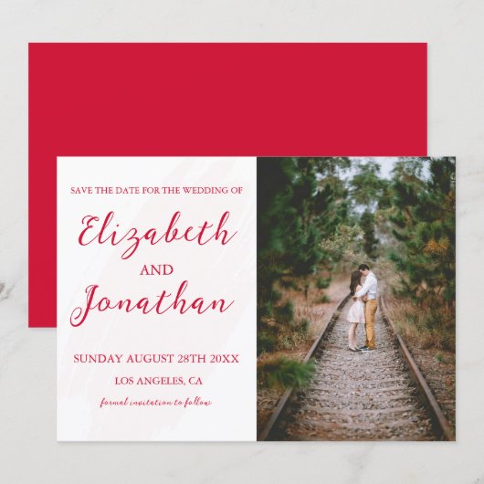 Cherry Red Wedding Save The Date (Voorkant / Achterkant)