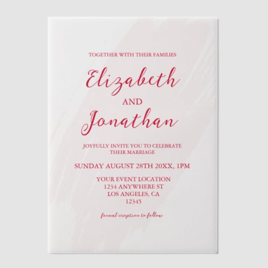 Cherry Red Wedding Vellum Uitnodigingen (Voorkant)