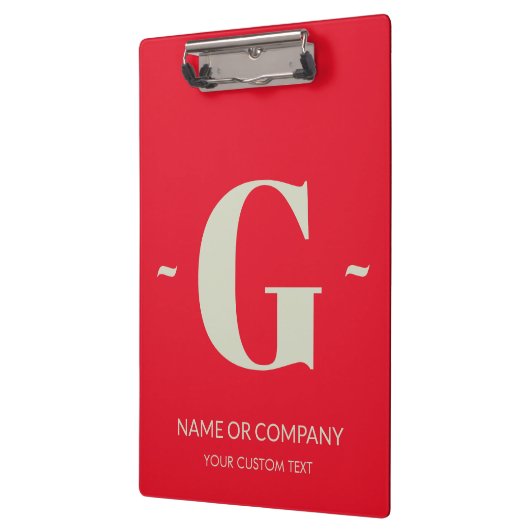 Cherry Red White Elegant Monogram: Trendy Sjabloon Klembord (Links)