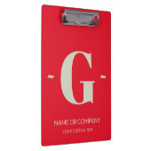 Cherry Red White Elegant Monogram: Trendy Sjabloon Klembord (Rechts)