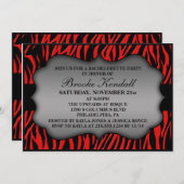 Cherry Red Wild Night Zebra Bachelorette Party Kaart (Voorkant / Achterkant)