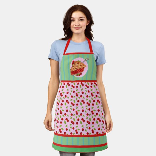 Cherry Retro Pink Apron Schort (Gedragen)