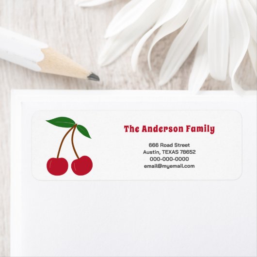 Cherry Return-adreslabel Etiket (Insitu)