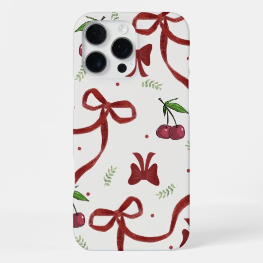 'Cherry Ribbon Coquette' iPhone 16 Pro Max Hoesje (Achterkant)