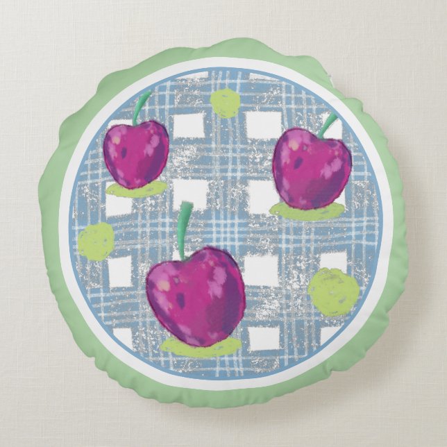 Cherry Round Pillow Rond Kussen (Achterkant)