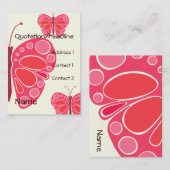 Cherry Roze 60s Butterfly Visitekaartje (Voorkant / Achterkant)