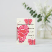 Cherry Roze 60s Butterfly Visitekaartje (Staand voorkant)