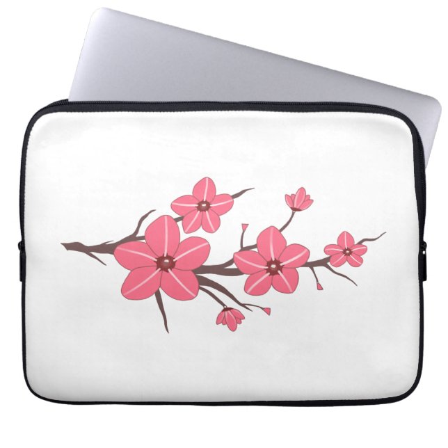 Cherry roze bloemen patroon! laptop sleeve (Voorkant)