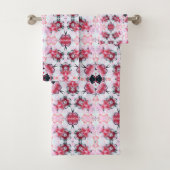Cherry Roze Blossom Print Towel Set Bad Handdoek (Insitu)