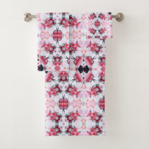Cherry Roze Blossom Print Towel Set