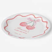 Cherry roze coquette baby shower aangepast papieren bordje (Gekanteld)