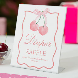 Cherry roze coquette baby shower aangepaste tafel reclamebord met voetstuk