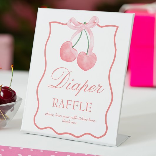 Cherry roze coquette baby shower aangepaste tafel  reclamebord met voetstuk