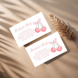 Cherry roze coquette baby shower boekaanvraag informatiekaartje