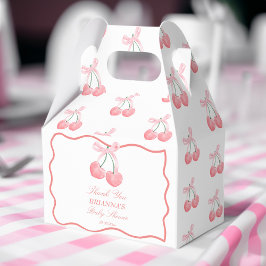 Cherry roze coquette baby shower favorieten aangep bedankdoosjes