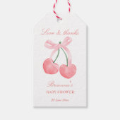 Cherry roze coquette baby shower gunst cadeaulabel (Voorkant)