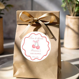 Cherry roze coquette baby shower gunst ronde sticker