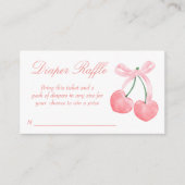 Cherry roze coquette baby shower luierverloting informatiekaartje (Voorkant)