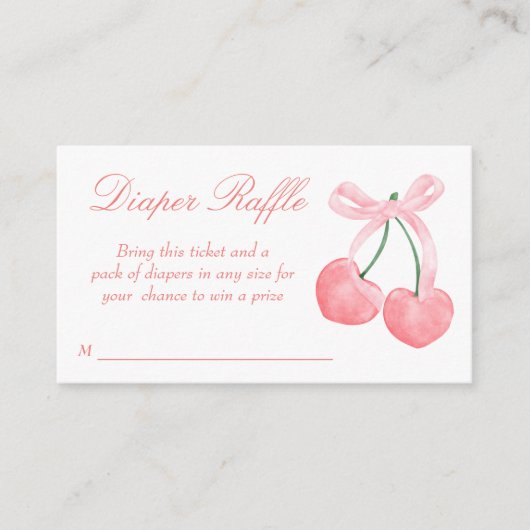Cherry roze coquette baby shower luierverloting informatiekaartje (Voorkant)