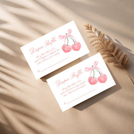 Cherry roze coquette baby shower luierverloting informatiekaartje