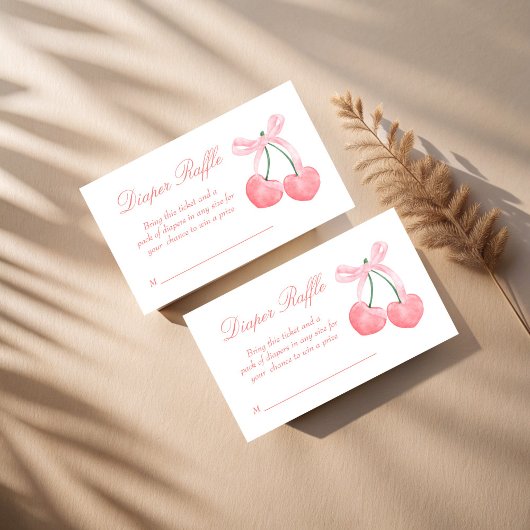 Cherry roze coquette baby shower luierverloting informatiekaartje