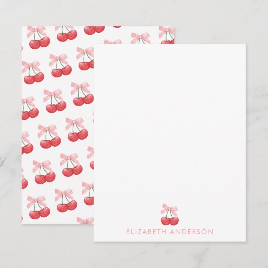 Cherry Roze Coquette Gepersonaliseerde Note Kaart  Notitiekaartje (Voorkant / Achterkant)