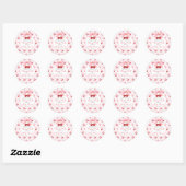 Cherry Roze Strik Baby Shower Ronde Sticker (Vel)